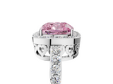 White gold Fancy Pink Cushion  Halo Diamond Pavé Band Ring with Prong Setting_24