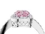 White gold Fancy Pink Cushion  Halo Diamond Pavé Band Ring with Prong Setting_24