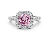 White gold Fancy Pink Cushion  Halo Diamond Pavé Solitaire Ring_69