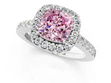 White gold Fancy Pink Cushion  Halo Diamond Pavé Solitaire Ring_70