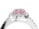 White gold Fancy Pink Cushion  Halo Diamond Pavé Solitaire Ring_73