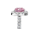 White gold Fancy Pink Cushion  Halo Diamond Pavé Solitaire Ring_74