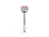 White gold Fancy Pink Cushion  Halo Diamond Pave Band Ring with Four-Prong Setting_17