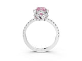 White gold Fancy Pink Cushion  Halo Diamond Pave Band Ring with Four-Prong Setting_18