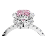 White gold Fancy Pink Cushion  Halo Diamond Pave Band Ring with Four-Prong Setting_19