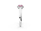 White gold Fancy Pink Cushion  Halo Diamond Ring with Cathedral Band and Four-Prong Setting_51