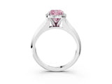 White gold Fancy Pink Cushion  Halo Diamond Ring with Cathedral Band and Four-Prong Setting_52