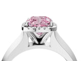White gold Fancy Pink Cushion  Halo Diamond Ring with Cathedral Band and Four-Prong Setting_53