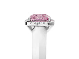 White gold Fancy Pink Cushion  Halo Diamond Ring with Cathedral Band and Four-Prong Setting_54