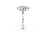 White gold Fancy Pink Cushion  Halo Diamond Ring with Milgrain Edge and Round Prong Setting_40