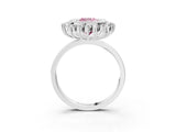 White gold Fancy Pink Cushion  Halo Diamond Ring with Milgrain Edge and Round Prong Setting_41