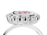 White gold Fancy Pink Cushion  Halo Diamond Ring with Milgrain Edge and Round Prong Setting_42