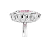 White gold Fancy Pink Cushion  Halo Diamond Ring with Milgrain Edge and Round Prong Setting_43