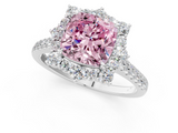 White gold Fancy Pink Cushion  Halo Diamond Ring with Pavé Band and Prong Setting_37