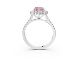 White gold Fancy Pink Cushion  Halo Diamond Ring with Pavé Band and Prong Setting_39