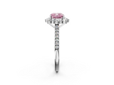 White gold Fancy Pink Cushion  Halo Diamond Ring with Pavé Band and Prong Setting_39