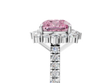 White gold Fancy Pink Cushion  Halo Diamond Ring with Pavé Band and Prong Setting_41