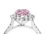 White gold Fancy Pink Cushion  Halo Diamond Ring with Pavé Band and Prong Setting_41