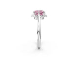 White gold Fancy Pink Cushion  Halo Diamond Ring with Round Cluster Setting, Solitaire Band, and Four-Prong Setting_51