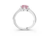 White gold Fancy Pink Cushion  Halo Diamond Ring with Round Cluster Setting, Solitaire Band, and Four-Prong Setting_52