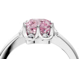 White gold Fancy Pink Cushion  Halo Diamond Ring with Round Cluster Setting, Solitaire Band, and Four-Prong Setting_53