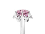 White gold Fancy Pink Cushion  Halo Diamond Ring with Round Cluster Setting, Solitaire Band, and Four-Prong Setting_54