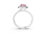 White gold Fancy Pink Cushion  Halo Diamond Solitaire with Pavé Band and Four-Prong Setting_130