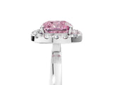 White gold Fancy Pink Cushion  Halo Diamond Solitaire with Pavé Band and Four-Prong Setting_131
