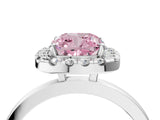 White gold Fancy Pink Cushion  Halo Diamond Solitaire with Pavé Band and Four-Prong Setting_131