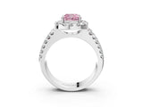 White gold Fancy Pink Cushion  Halo Diamond Split Shank Engagement Ring with Prong Setting_30
