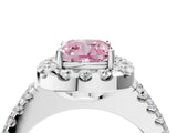 White gold Fancy Pink Cushion  Halo Diamond Split Shank Engagement Ring with Prong Setting_31