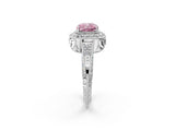 White gold Fancy Pink Cushion  Halo Diamond Split Shank Ring with Milgrain Detail_50