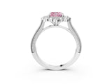 White gold Fancy Pink Cushion  Halo Milgrain Pave Diamond Ring with Four-Prong Setting 4