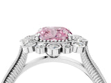 White gold Fancy Pink Cushion  Halo Milgrain Pave Diamond Ring with Four-Prong Setting 5