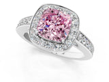 White gold Fancy Pink Cushion  Halo Pavé Diamond Engagement Ring with Bezel Setting_49