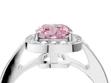 White gold Fancy Pink Cushion  Halo Pavé Diamond Engagement Ring with Bezel Setting_53