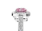 White gold Fancy Pink Cushion  Halo Pavé Diamond Engagement Ring with Bezel Setting_54