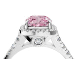 White gold Fancy Pink Cushion  Halo Pavé Diamond Engagement Ring with Four-Prong Setting_30