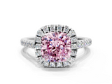 White gold Fancy Pink Cushion  Halo Pavé Diamond Engagement Ring with Four-Prong Setting_3