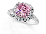 White gold Fancy Pink Cushion  Halo Pavé Diamond Engagement Ring with Four-Prong Setting_4