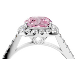 White gold Fancy Pink Cushion  Halo Pavé Diamond Engagement Ring with Four-Prong Setting_7