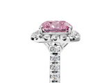White gold Fancy Pink Cushion  Halo Pavé Diamond Engagement Ring with Four-Prong Setting_8