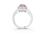 White gold Fancy Pink Cushion  Halo Pave Band Solitaire Ring with Prong Setting_111