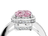 White gold Fancy Pink Cushion  Halo Pave Band Solitaire Ring with Prong Setting_112