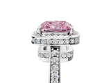 White gold Fancy Pink Cushion  Halo Pave Band Solitaire Ring with Prong Setting_113