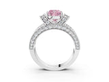 White gold Fancy Pink Cushion  Halo Pave Diamond Engagement Ring with Milgrain Detailing_51