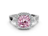 White gold Fancy Pink Cushion  Halo Pave Split Shank Prong Setting Ring_87