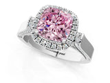 White gold Fancy Pink Cushion  Halo Pave Split Shank Prong Setting Ring_88