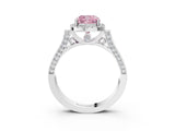 White gold Fancy Pink Cushion  Halo Pave Split Shank Prong Setting Ring_90