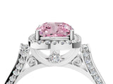White gold Fancy Pink Cushion  Halo Pave Split Shank Prong Setting Ring_91